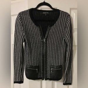 Ladies Sweater & Faux Leather Trim